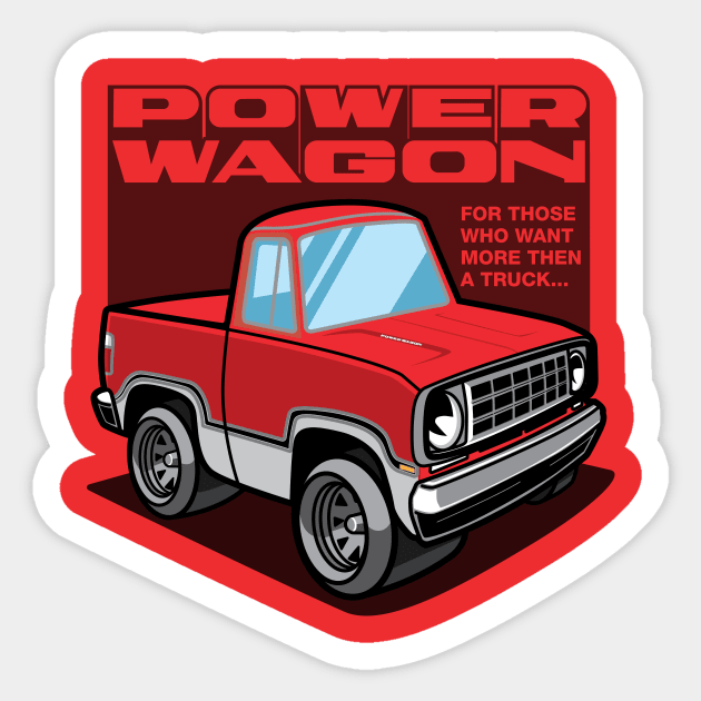 Bright Truck Red - Power Wagon (White Base) Sticker by jepegdesign